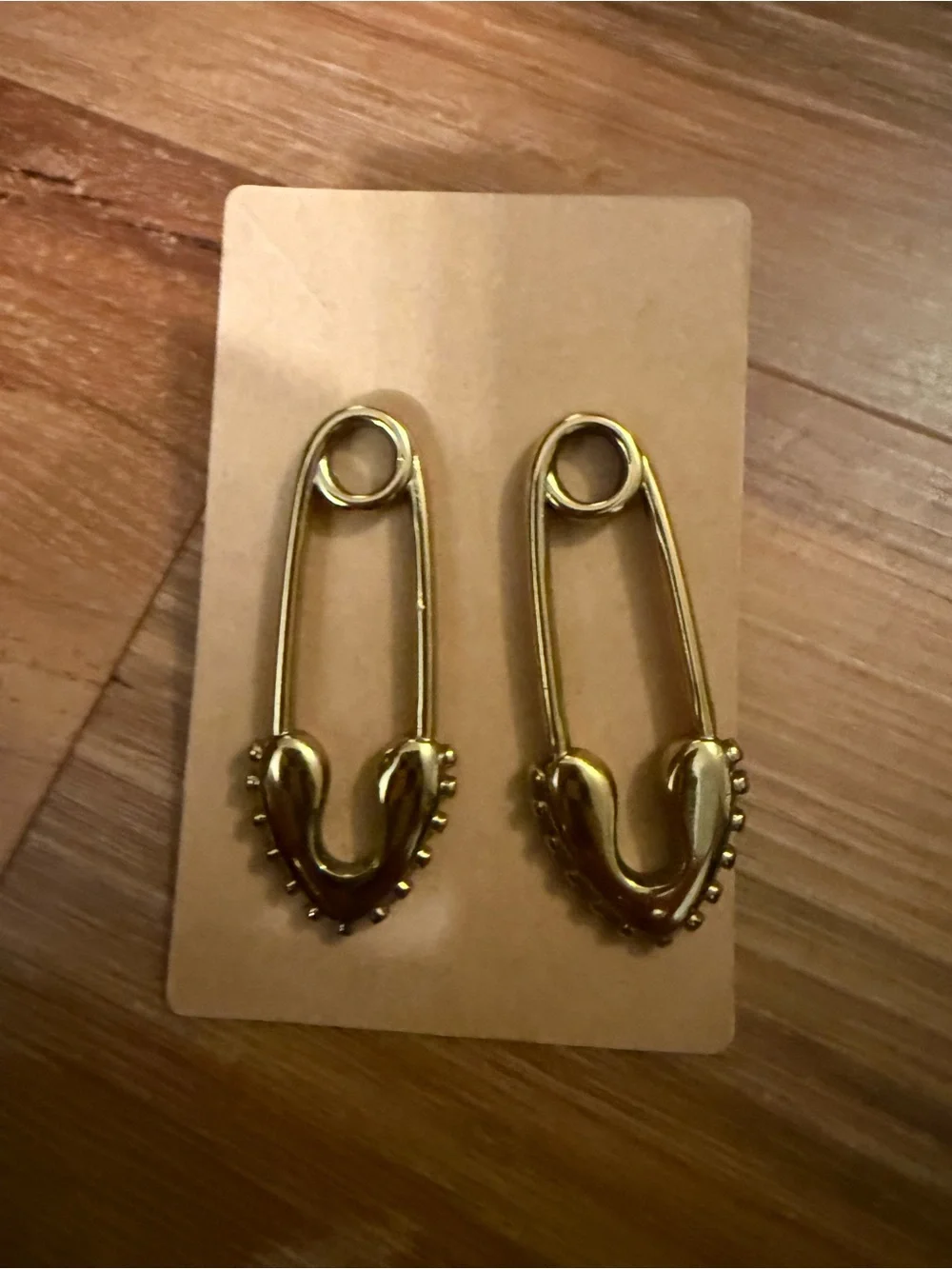 Gold Safety Pin Drop Earrings - Women Jewelry NWOT